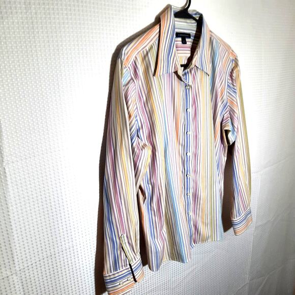 Lands' End 18 Shirt Men's Multicolor Stripe 100% Cotton Button Down Hong Kong - Picture 2 of 8